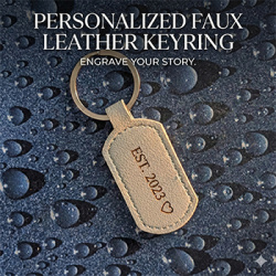Personalised Rounded Rectangle Leatherette Keyring