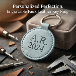 Personalised Round Leatherette Keyring