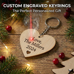 Plywood Love Heart Keyring